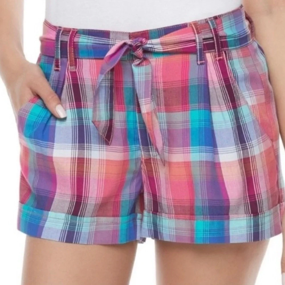 SO Colorful Plaid Shorts Removable Belt - Picture 11 of 11